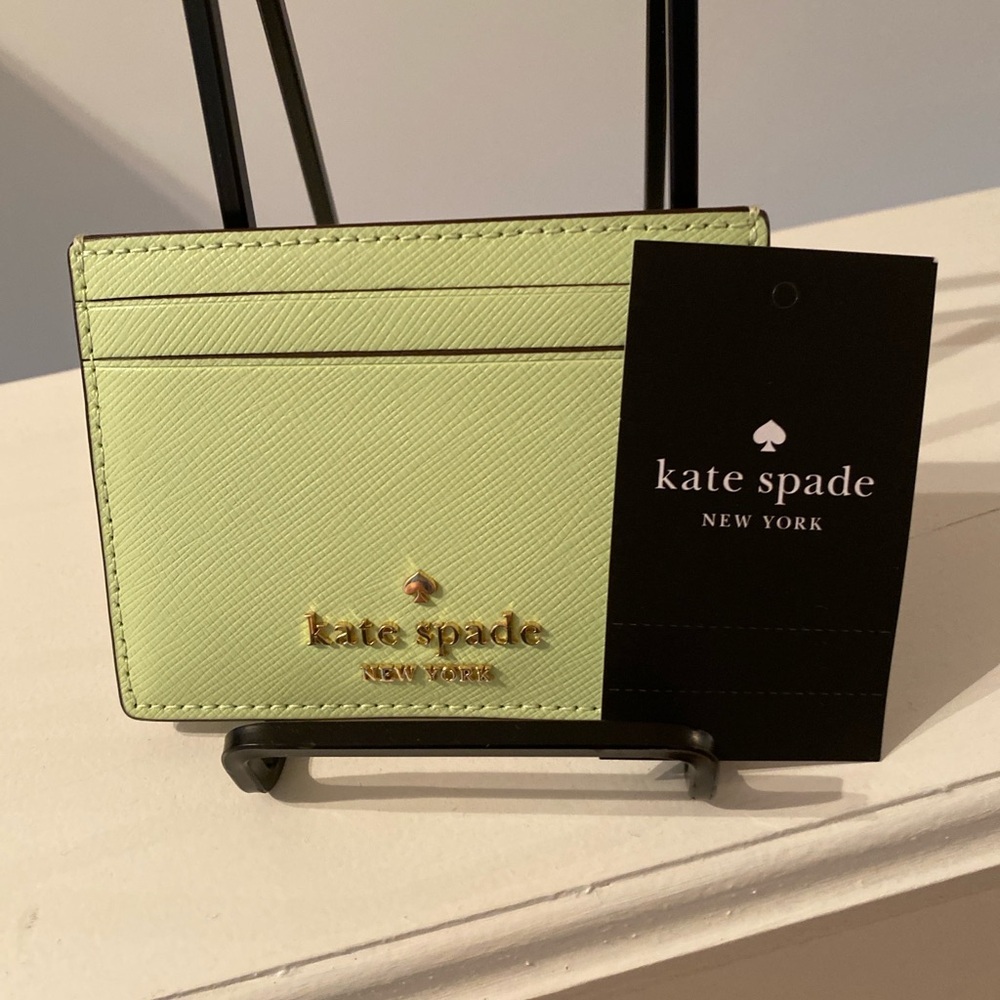 Kate Spade Morgan Saffiano Leather Cardholder Light Green NWT